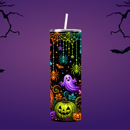 Sparkling Halloween Ghosts & Pumpkins 20 oz Tumbler