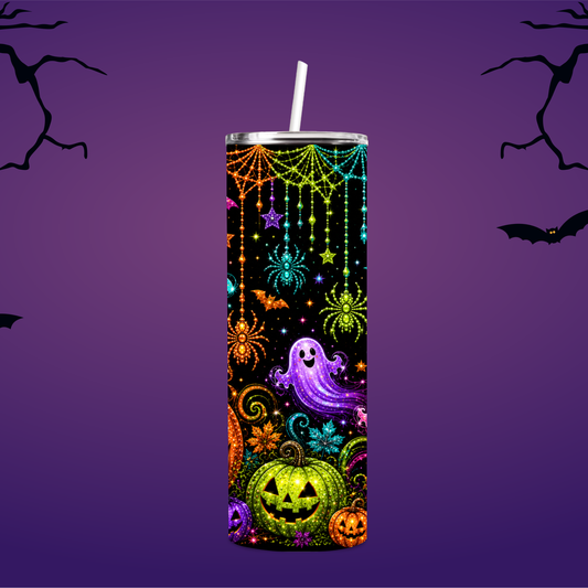 Sparkling Halloween Ghosts & Pumpkins 20 oz Tumbler
