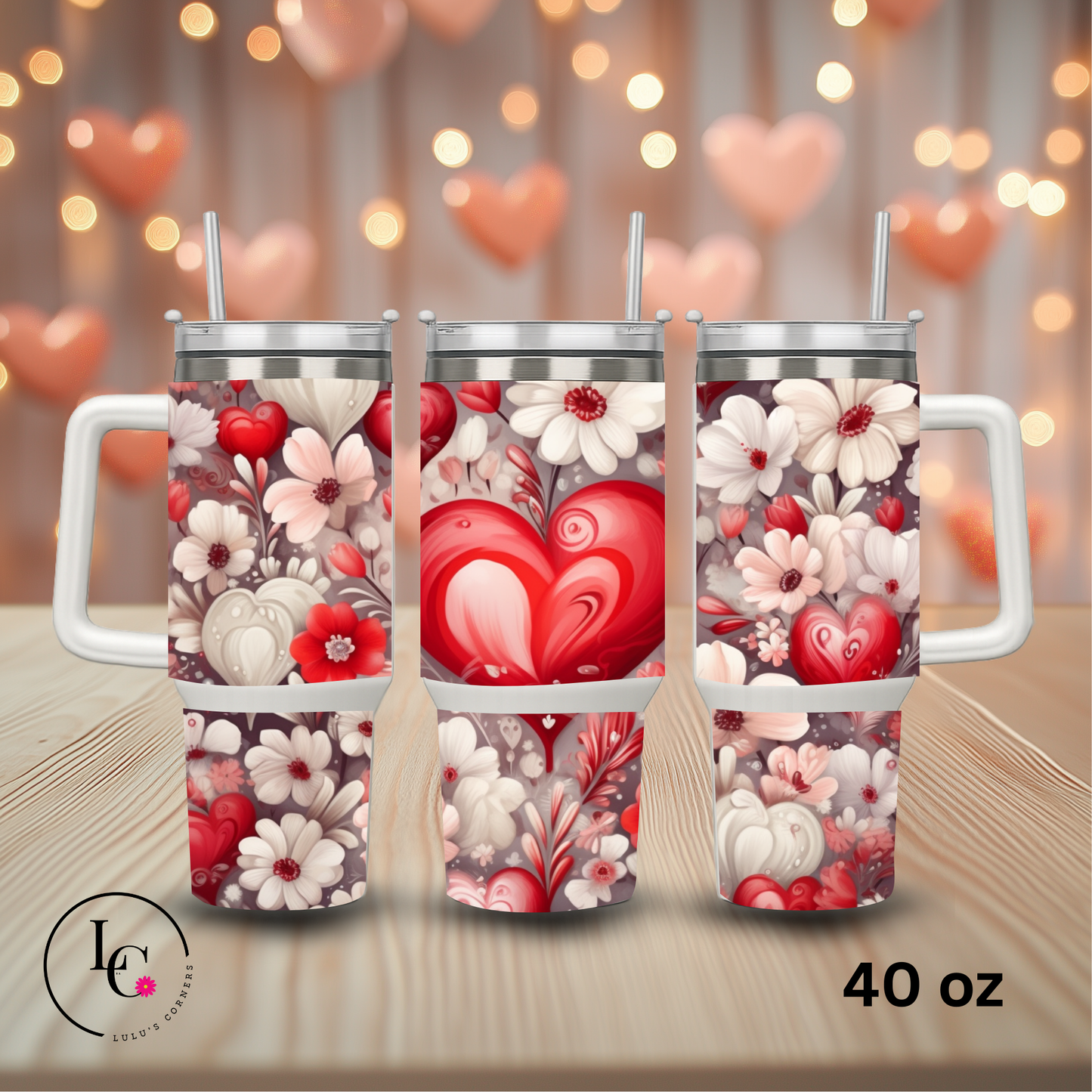 Hearts and Flowers Tumbler