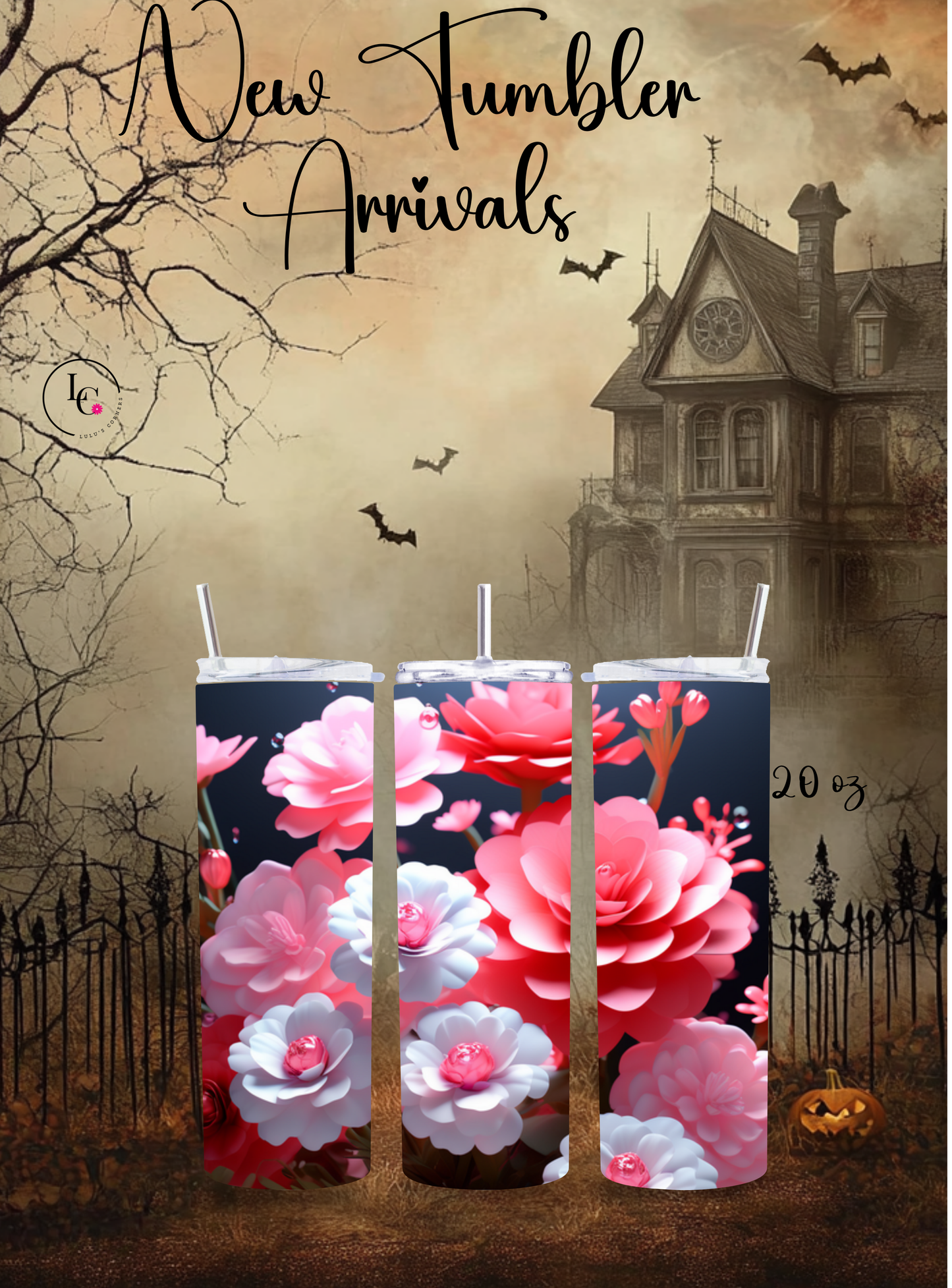 Pink flowers tumbler